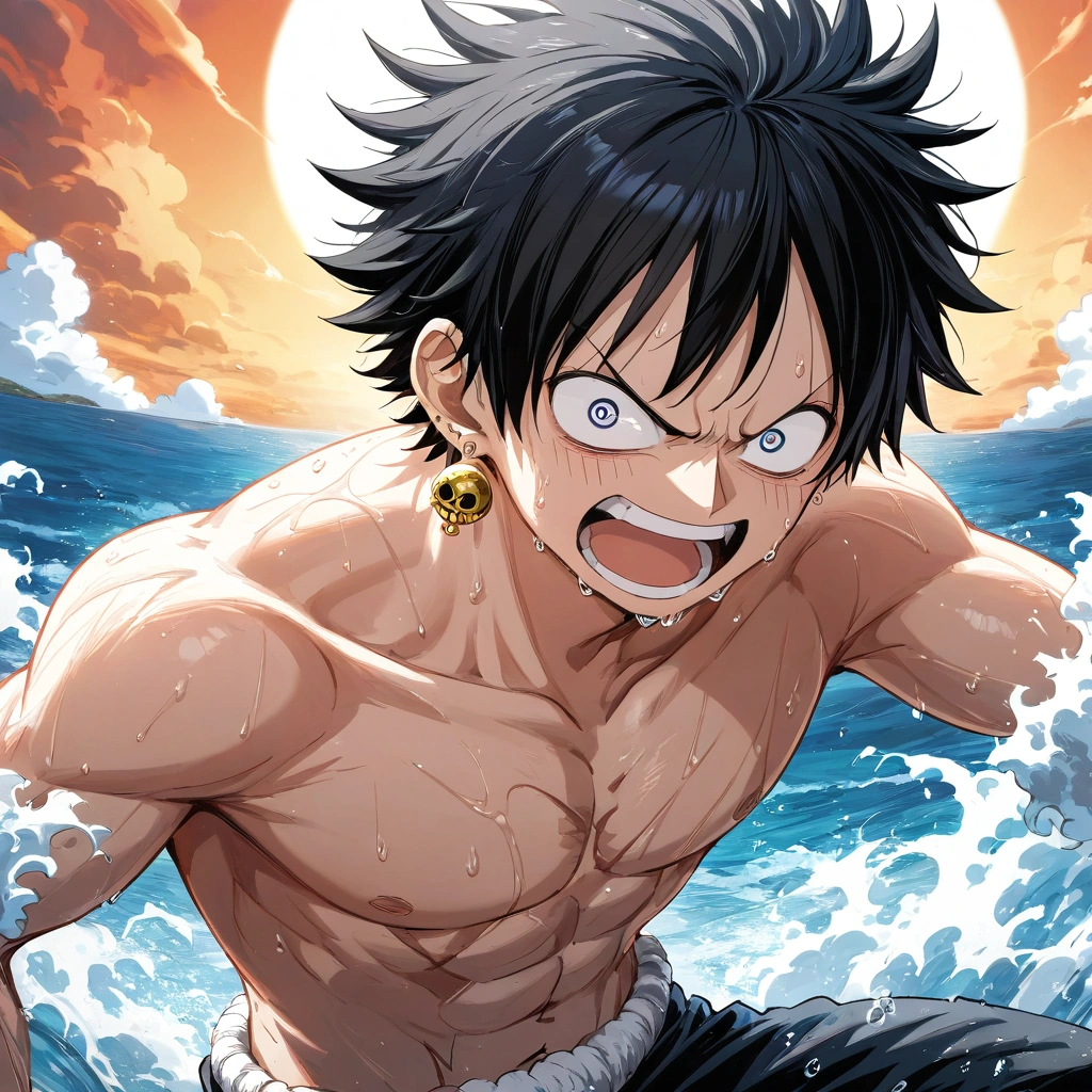 Luffy Gear Second en estilo manga generado por IA