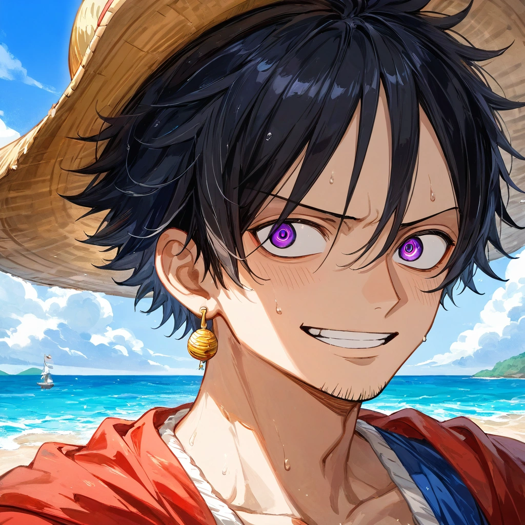 Luffy joven en estilo acuarela generado por IA