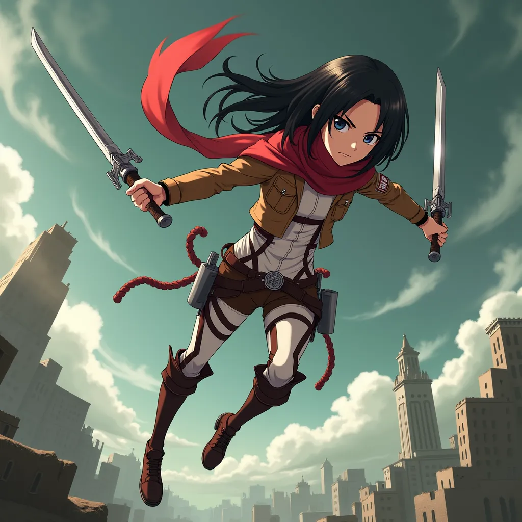Mikasa Ackerman de Attack on Titan: Imágenes Creadas con IA en PixelAIForge