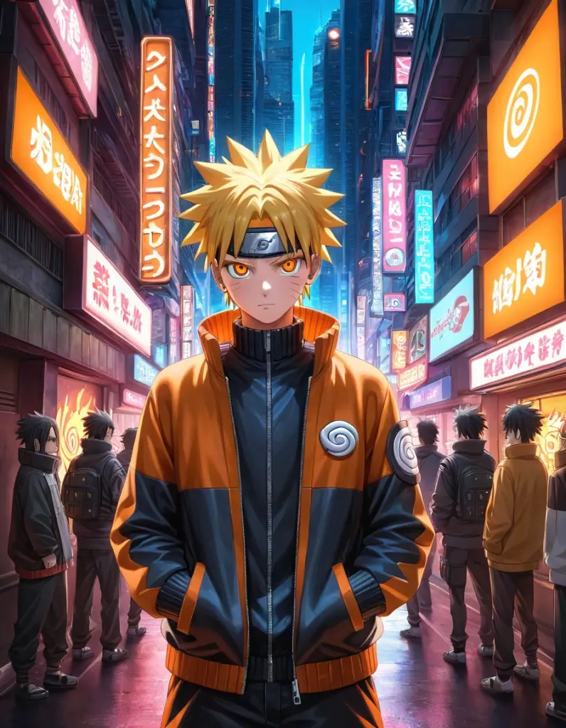 Naruto en estilo cyberpunk generado por IA