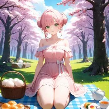 Anime Picnic Under Cherry Blossoms: A Spring Delight