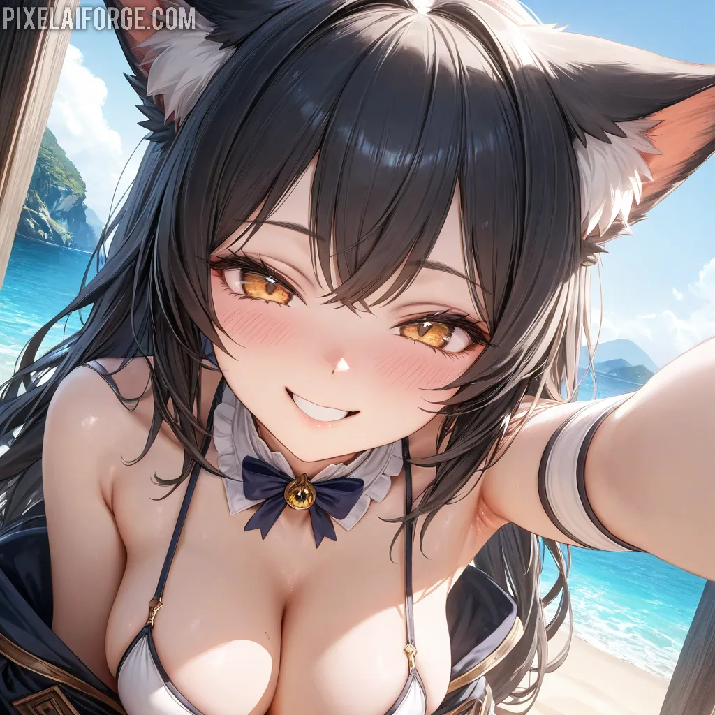 Arte Anime de Chica Gato Creado con Fooocus AI