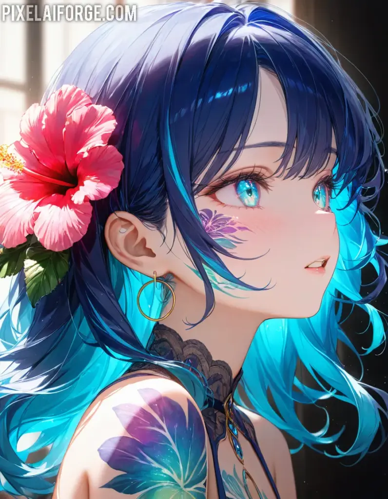 Arte Anime de Chica Tropical Creado con Fooocus