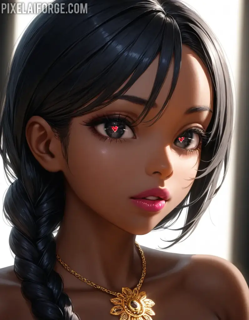 Arte Anime de Chica con Trenza Creado con Fooocus