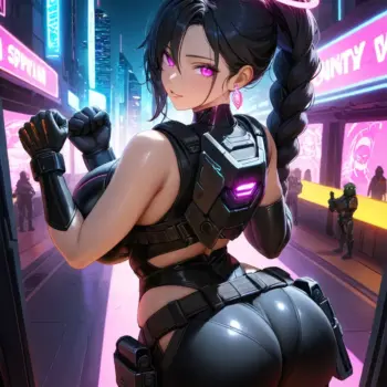 Chica Cyborg Estilo Cyberpunk Belleza Letal en un Futuro Distópico