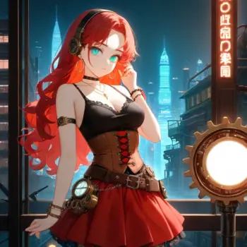 Chica de Anime Steampunk con Goggles - Arte Digital Chica de Anime Steampunk con Goggles - Arte Digital