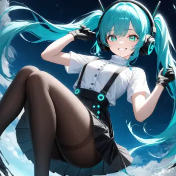 Chica de Anime con Auriculares: Arte Digital Dinámico Chica de Anime con Auriculares: Arte Digital Dinámico