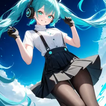 Chica de Anime con Auriculares: Arte Digital Dinámico Chica de Anime con Auriculares: Arte Digital Dinámico