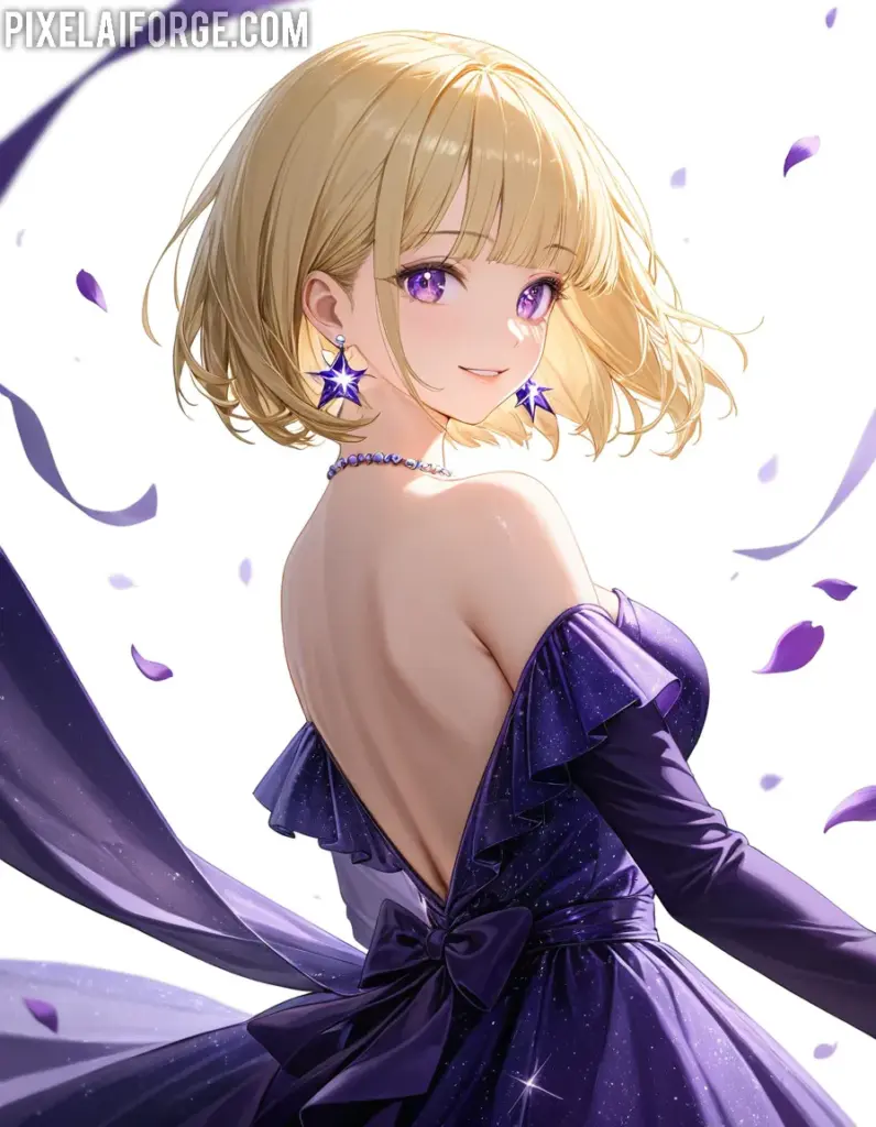 Chica de Anime con Vestido Mágico: Arte Digital Encantador