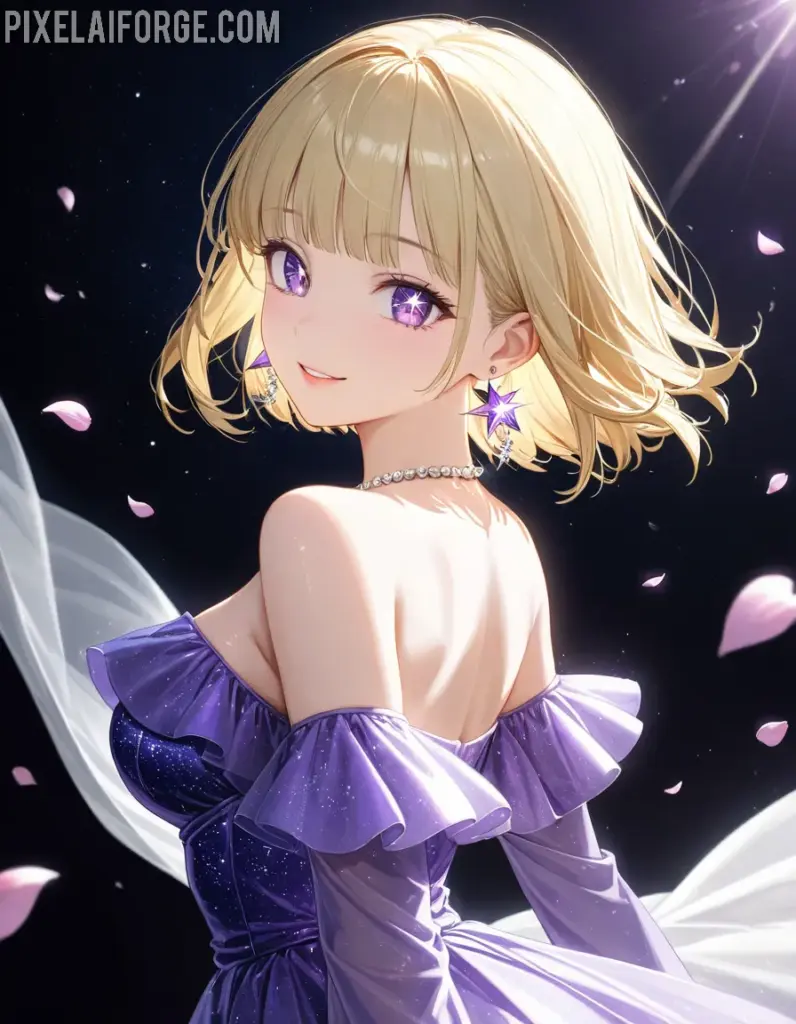 Chica de Anime con Vestido Mágico: Arte Digital Encantador