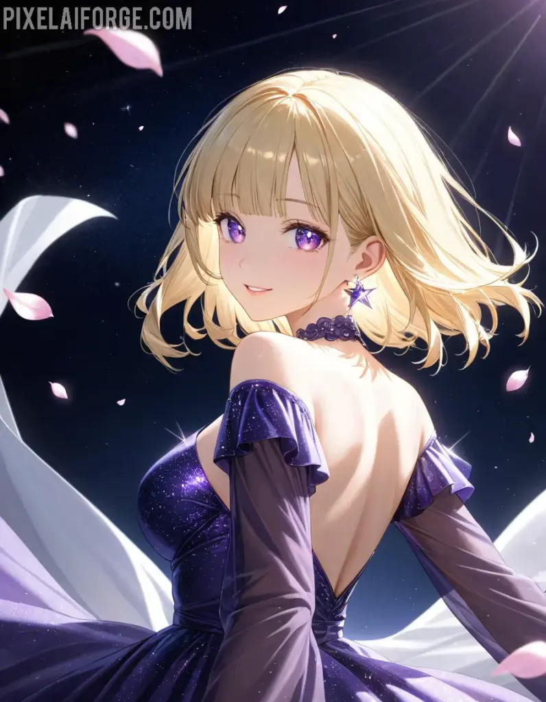 Chica de Anime con Vestido Mágico: Arte Digital Encantador