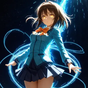 Chica de Anime en Fondo Cósmico: Arte Digital Futurista