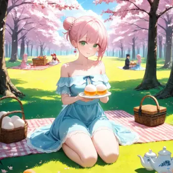 Disfruta un Picnic de Primavera Estilo Anime Bajo los Cerezos en Flor