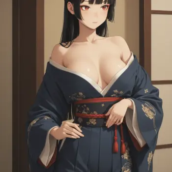 El encanto de una guapa chica anime en kimono tradicional japonés El encanto de una guapa chica anime en kimono tradicional japonés