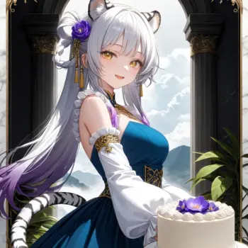 Elegant Anime Cat Girl in a Fantasy Garden