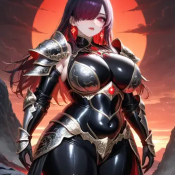 Epic Anime Warrior Under a Fiery Sunset