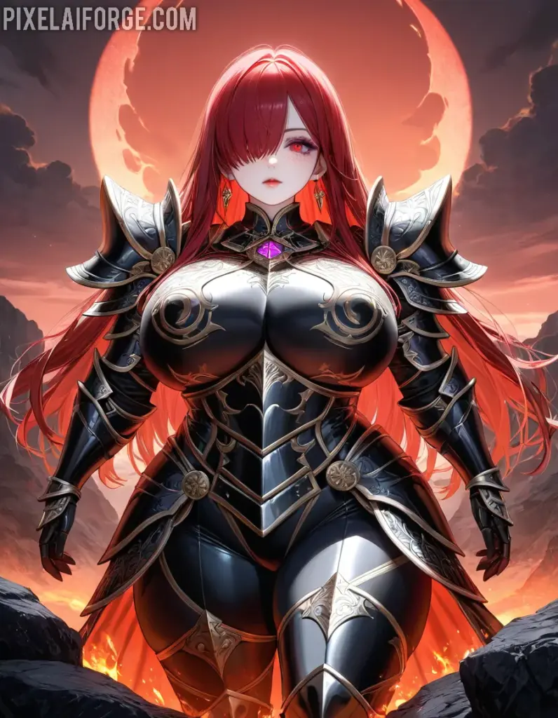Epic Anime Warrior Under a Fiery Sunset