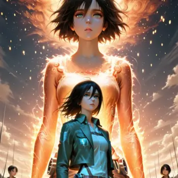 Eren mira hacia el horizonte mientras recuerdos de la serie flotan a su alrededor