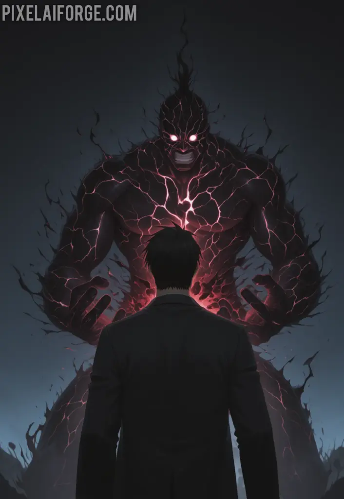 Father absorbing all seven Homunculi powers, black void opening behind him, horrified Ed and Al watching, epic final battle scene, dramatic lighting, Fullmetal Alchemist Brotherhood anime style