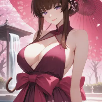 Guapa chica anime en jardín de flores de cerezo: la escena perfecta de belleza y calma Guapa chica anime en jardín de flores de cerezo: la escena perfecta de belleza y calma