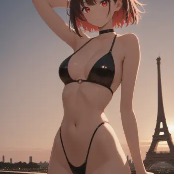Guapa chica anime modelo posando frente a la Torre Eiffel: un encuentro entre moda y anime en la ciudad del amor Guapa chica anime modelo posando frente a la Torre Eiffel: un encuentro entre moda y anime en la ciudad del amor