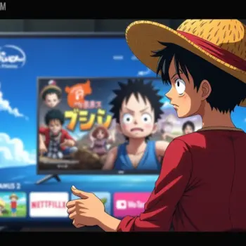 Ver One Piece online: mejores plataformas en 2025 Luffy mira varias plataformas de streaming mientras intenta encontrar donde ver One Piece