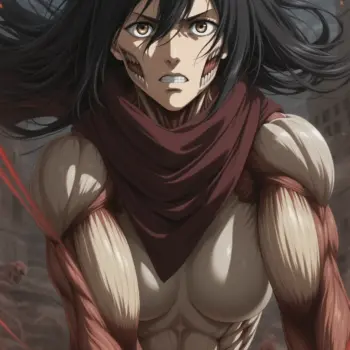 Mikasa al rescate Momento Emocional frente al Titán Femenino