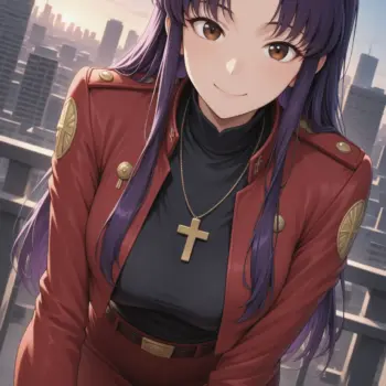 Los mejores modelos IA para crear imágenes hoy | Guía completa y actualizada Misato Katsuragi posando en entorno urbano arte digital anime