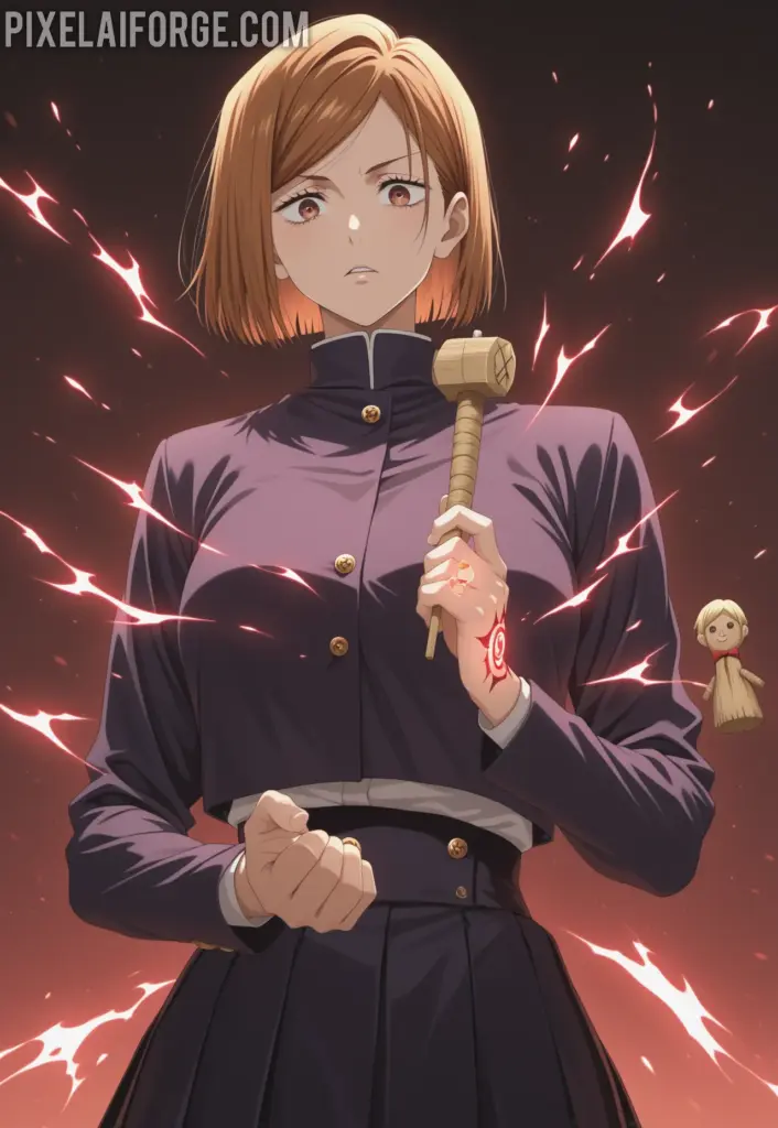 Imagen generada por IA de Nobara Kugisaki en Acción Magia y Determinación en Jujutsu Kaisen
