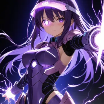 Personaje de Anime Futurista con Armadura Púrpura Arte Digital
