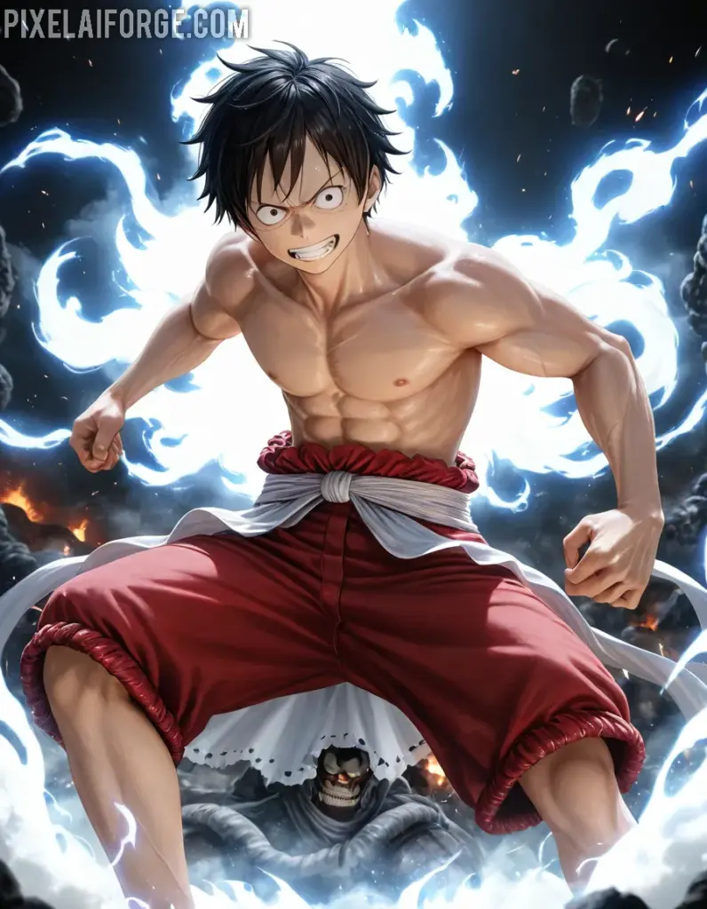 Powerful Anime Warrior Unleashing Energy