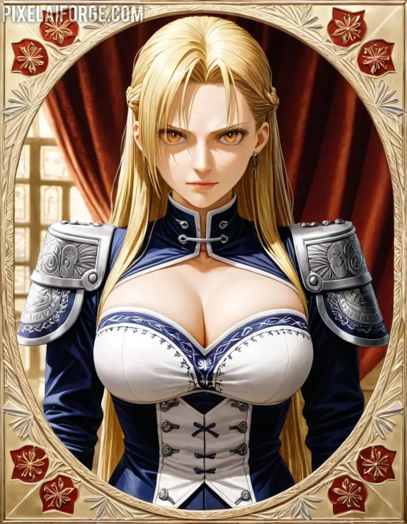 Riza Hawkeye 25 años, francotiradora de Fullmetal Alchemist