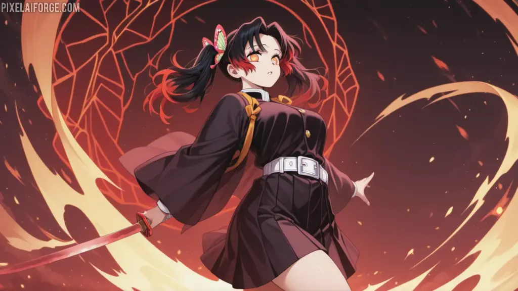 Shinobu utiliza venenos en lugar de fuerza bruta para derrotar demonios.