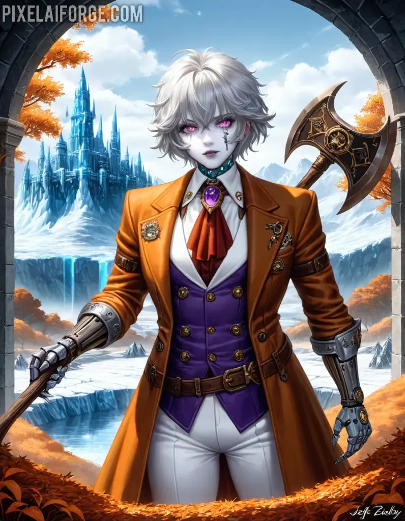 Steampunk Anime Warrior in a Fantasy Realm