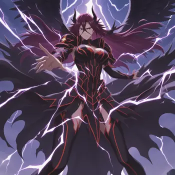 Yhwach rising into the sky with Quincy powers activated, black wings spreading, lightning effects, Final Battle arc, cinematic anime art from Bleach Thousand-Year Blood War