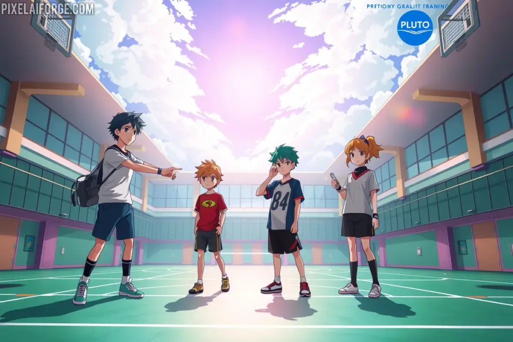 Clase 1-A entrenando con Pluto TV para ver My Hero Academia gratis en español.