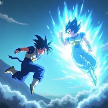 Goku y Vegeta en combate para ver Dragon Ball Z online en Crunchyroll en 2025.