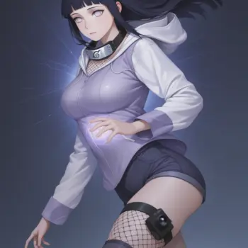Historia y Legado de Hinata Hyuga: Hinata Hyuga en acción, mostrando agilidad y fuerza en una escena inspirada en Naruto.