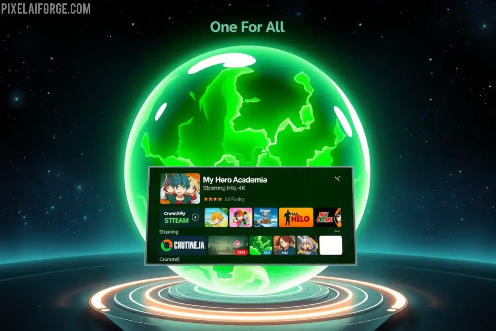 One For All en holograma con Crunchyroll para ver My Hero Academia online en HD.