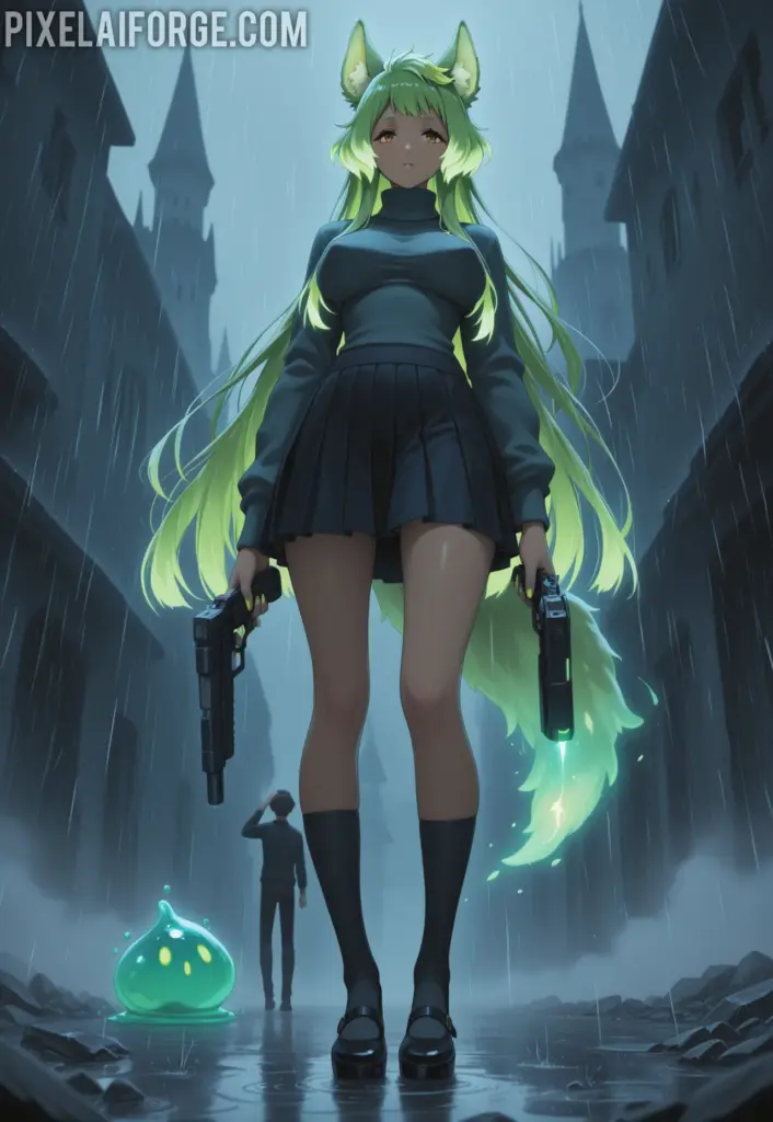 Kaelith in the Rainy Alley