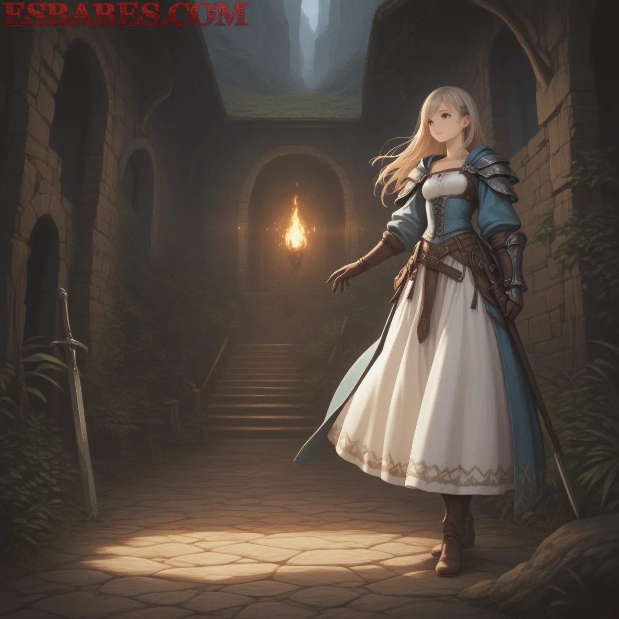 Arte ilustración increíble de Attack On Titan Frieren Eren Yeager Yuri Bishoujo generado por IA