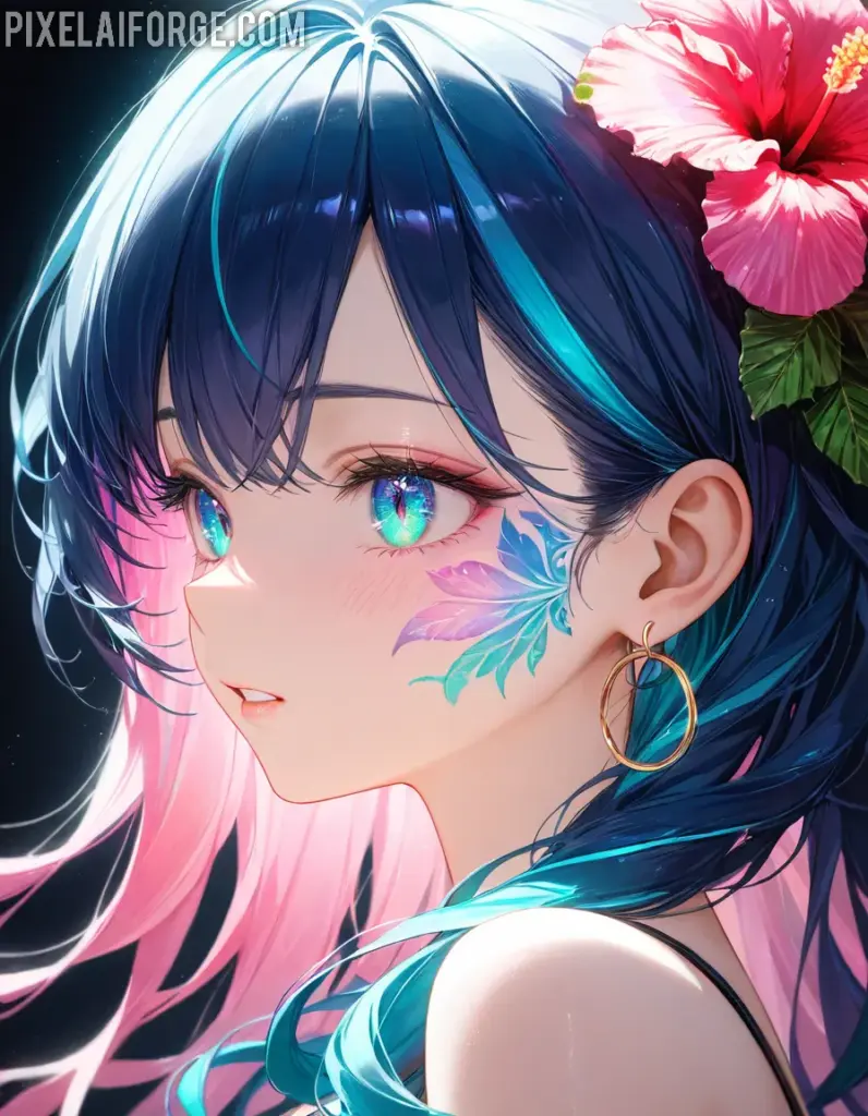 Belleza anime chica tropical
