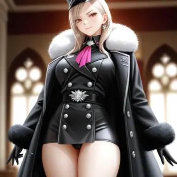 Chica Anime en uniforme negro de Hugo Boss