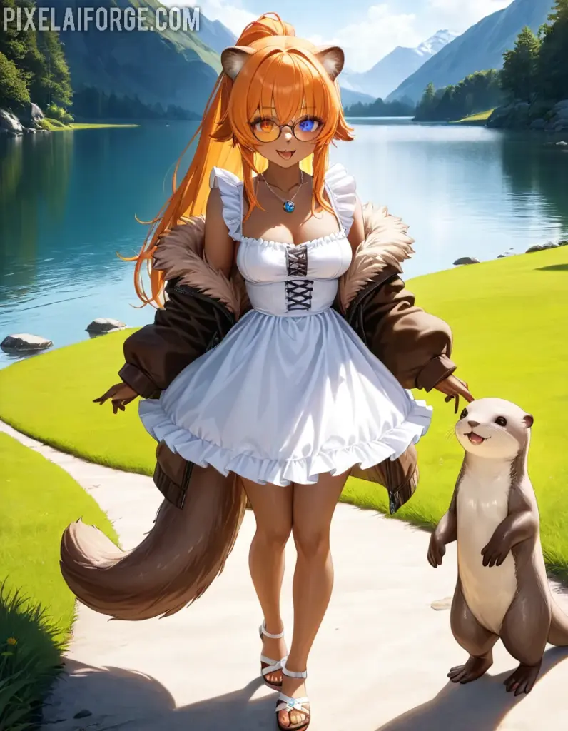 Kemonomimi Anime en el lago de las nutrias