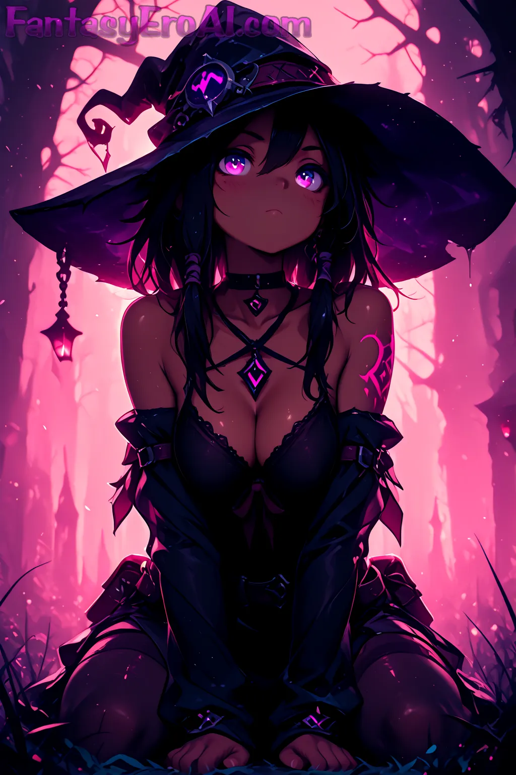 Bruja Mística en Cueva de Cristales Brillantes