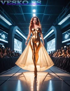 Bella Pelirroja En Vestido Ajustado Anime AI Artwork