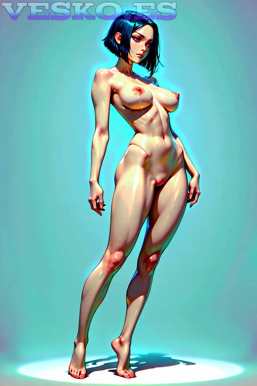 Desnuda Al Lado De Su Cama Anime AI Artwork