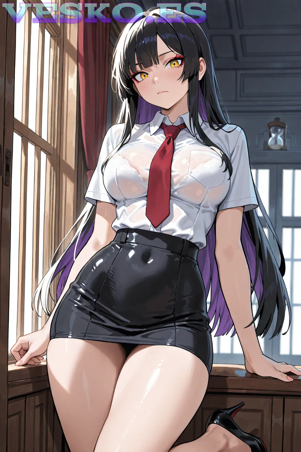 Crimson Oracle Anime AI Artwork