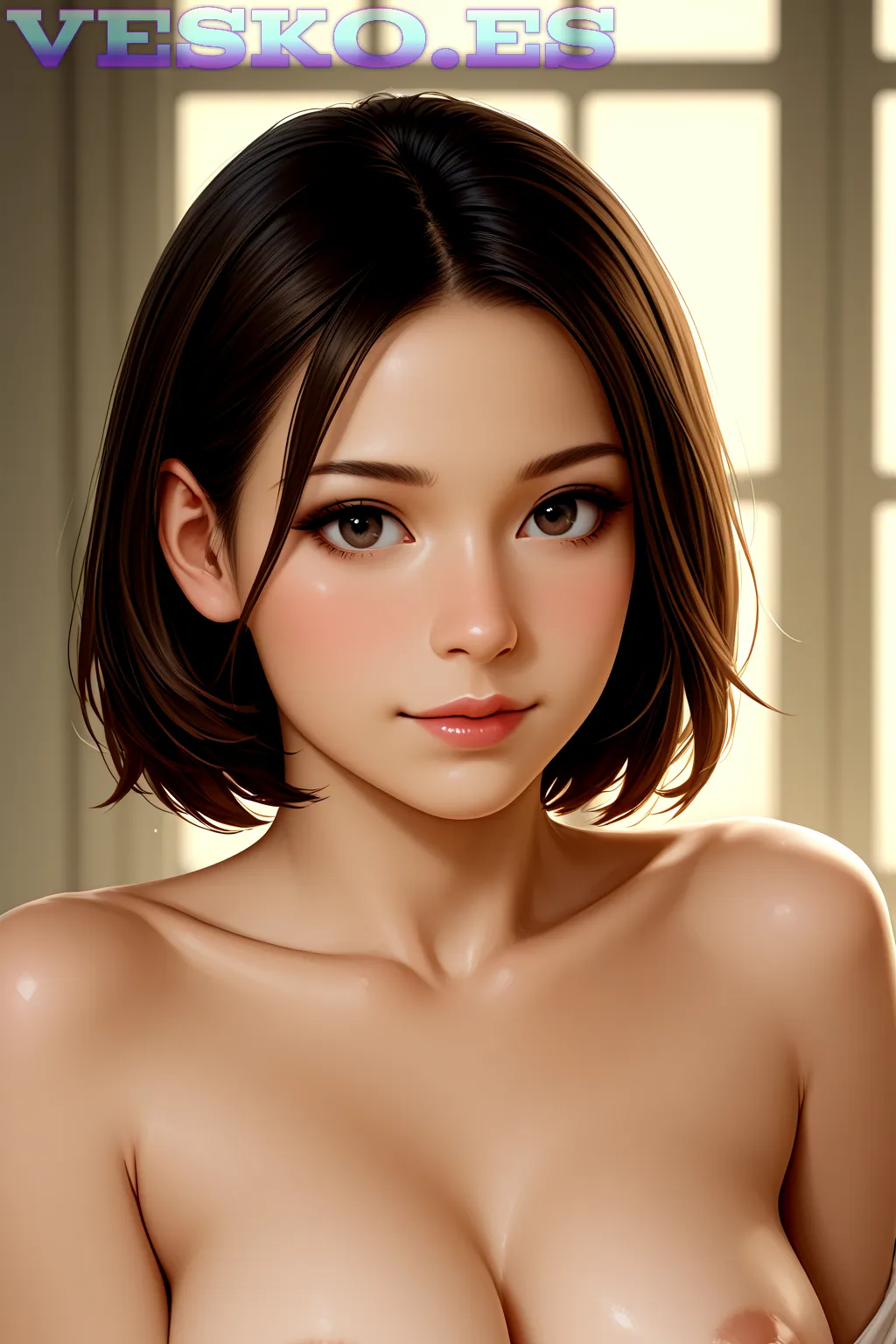 Pelirroja Guerrera Desnuda En El Rio Anime AI Artwork